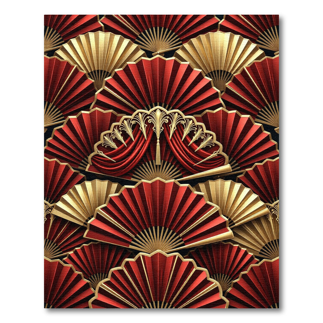 Regal Red Gold Fan Array Rug