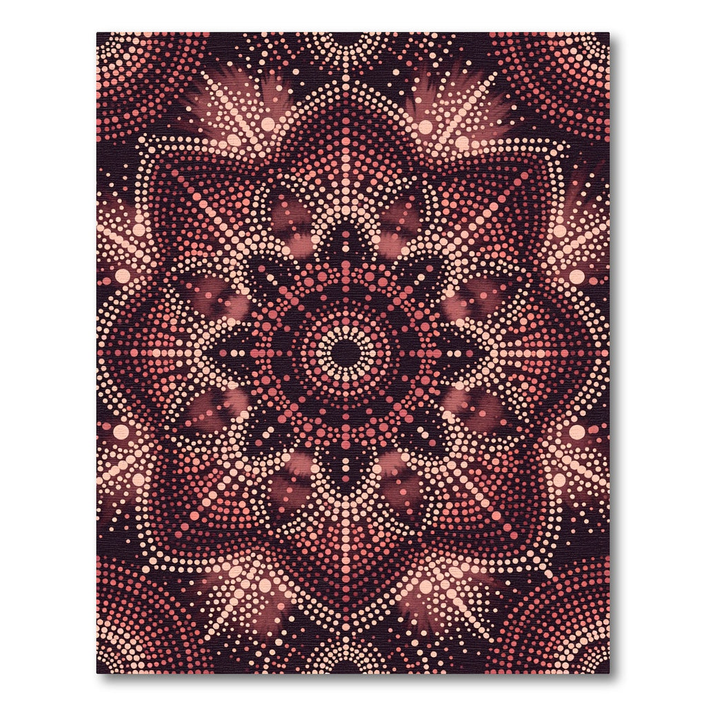 Coral Dotted Mandala Burst Rug