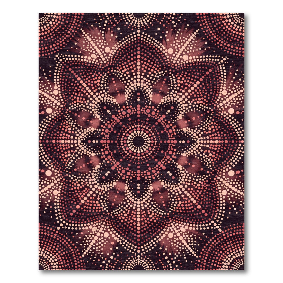 Coral Dotted Mandala Burst Rug