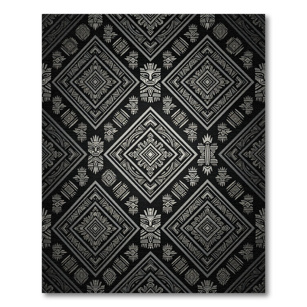 Monochrome Tribal Aztec Diamond Art Rug
