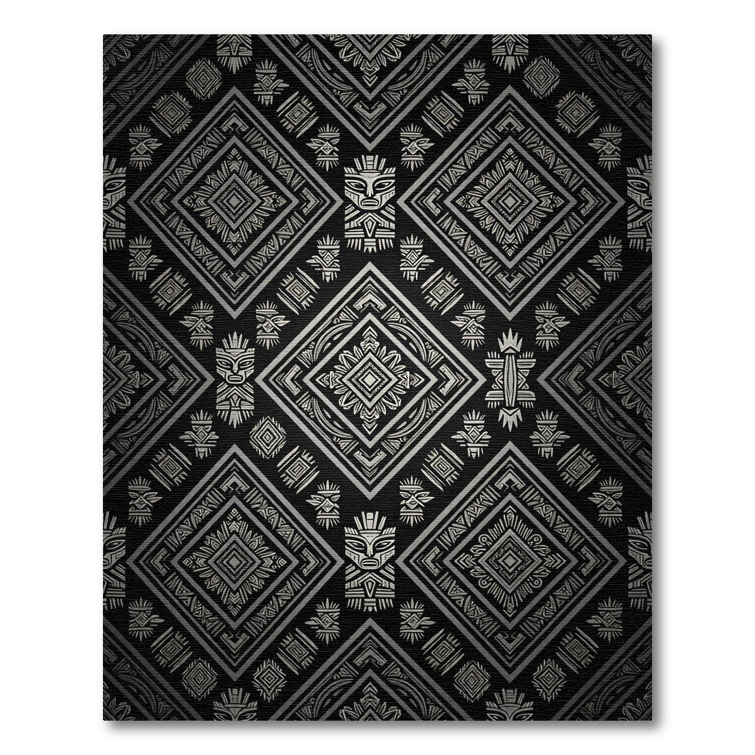 Monochrome Tribal Aztec Diamond Art Rug