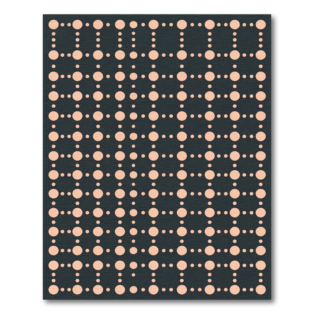 Peach Circles Grid Dark Background Rug