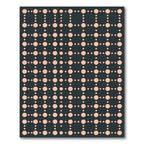 Peach Circles Grid Dark Background Rug