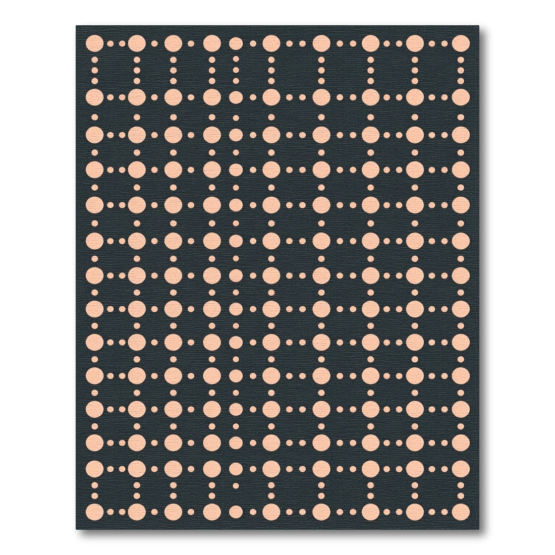 Peach Circles Grid Dark Background Rug