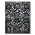 Elaborate Gray Arabesque Arch Rug