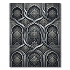 Elaborate Gray Arabesque Arch Rug