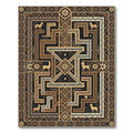 Golden Mythical Creature Geometric Maze Rug
