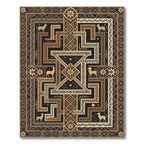 Golden Mythical Creature Geometric Maze Rug