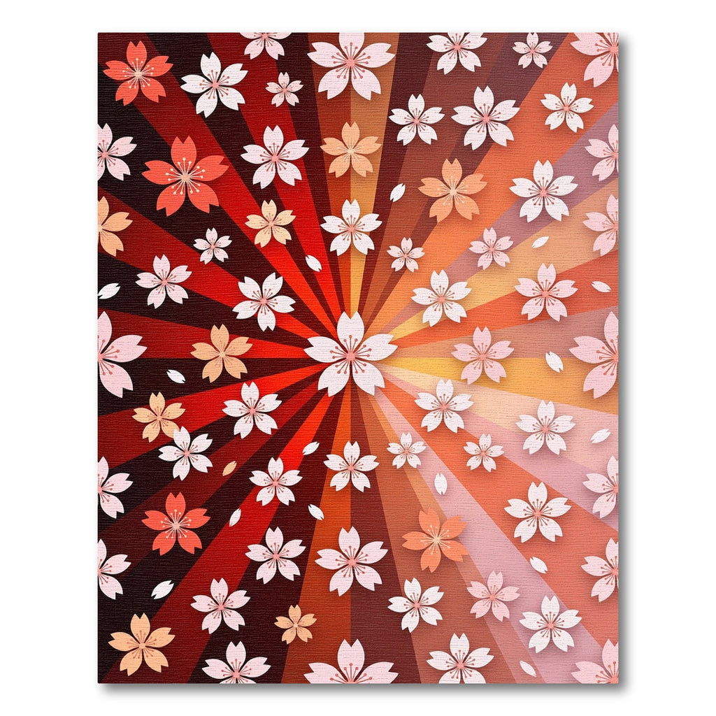 Radiant Cherry Blossom Sunburst Rug