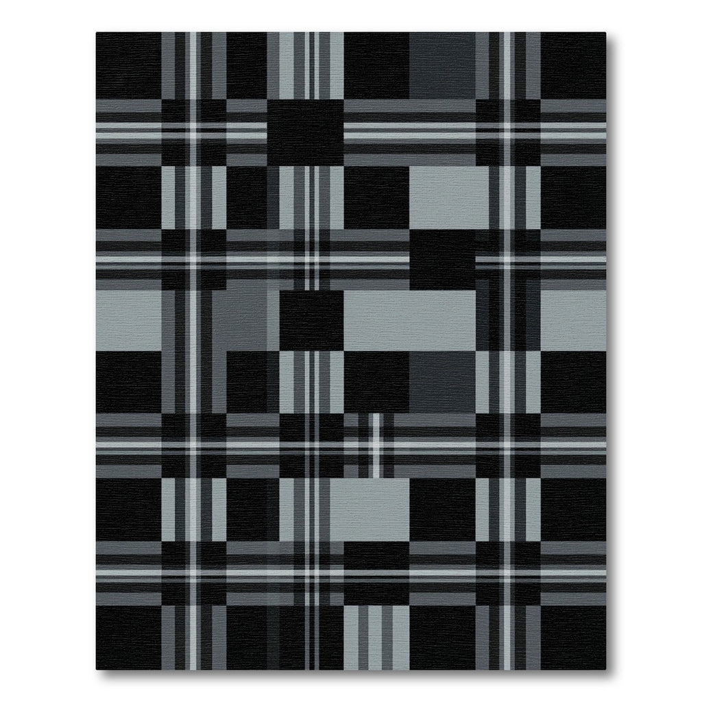 Monochromatic Charcoal and Black Plaid Check Rug