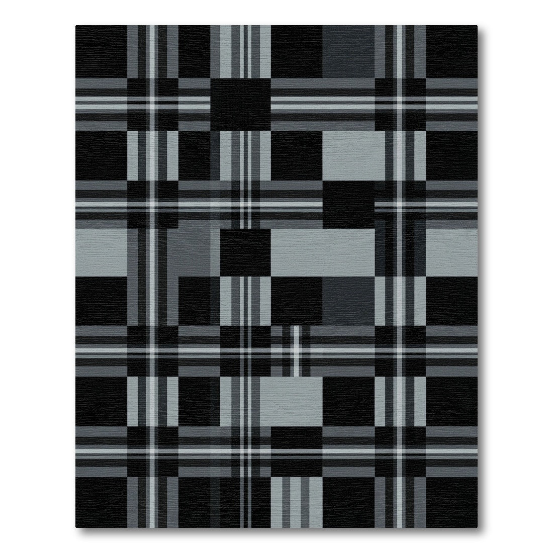Monochromatic Charcoal and Black Plaid Check Rug