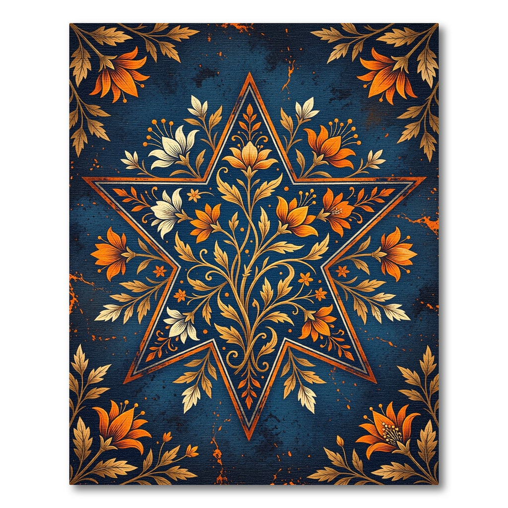 Golden Star Floral Vine Aubergine Rug