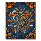 Golden Star Floral Vine Aubergine Rug