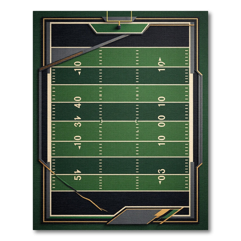Athletic Emerald Gridiron Field View Rug
