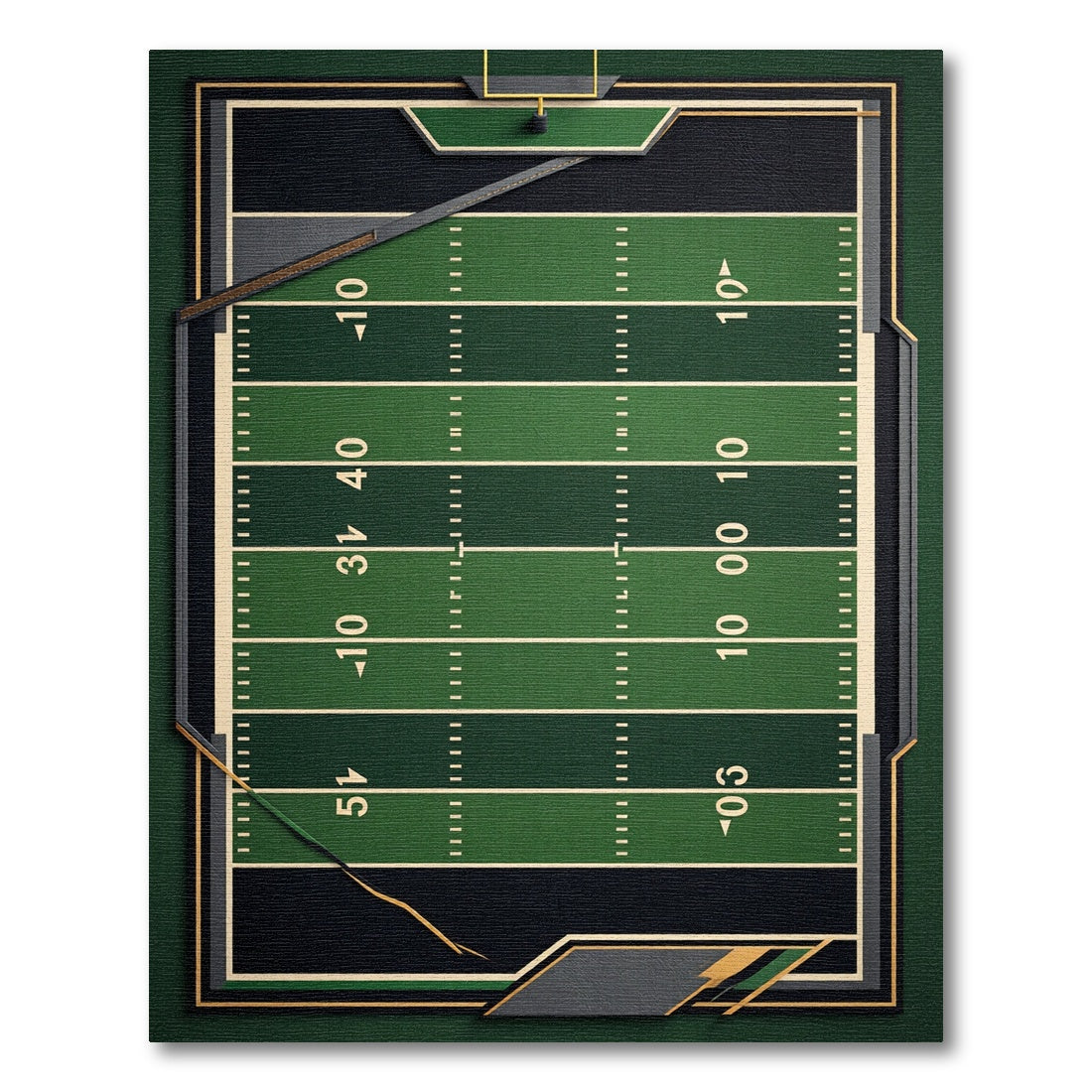 Athletic Emerald Gridiron Field View Rug
