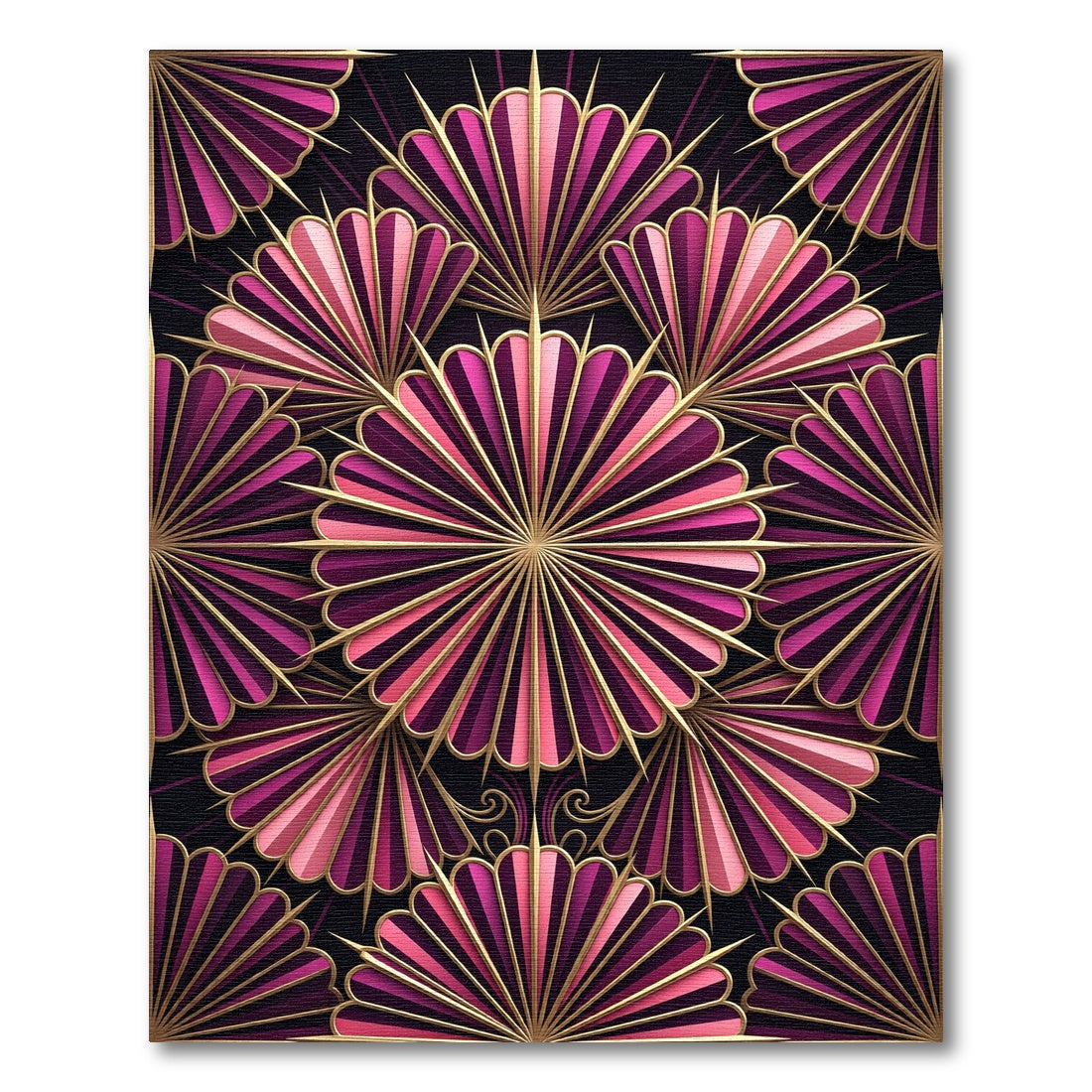 Art Deco Pink Purple Fan Medallion Rug