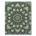 Sage and Gold Leaf Mandala Rug