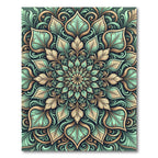 Sage and Gold Leaf Mandala Rug