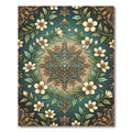 Floral Medallion Teal Gold Tapestry Rug
