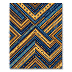Geometric Navy and Ochre Zigzag Art Rug