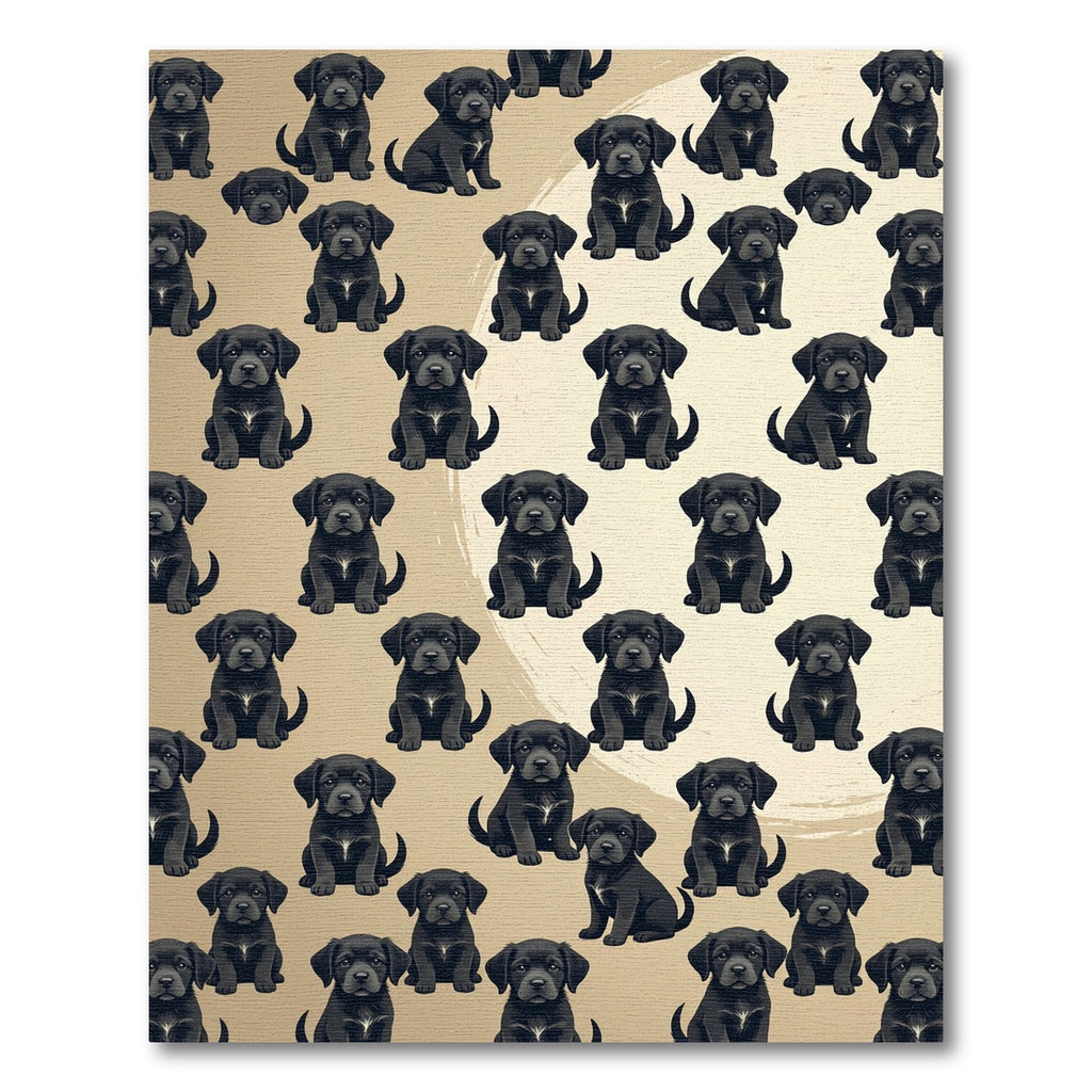 Adorable Black Labrador Puppy Medallion Gold Rug