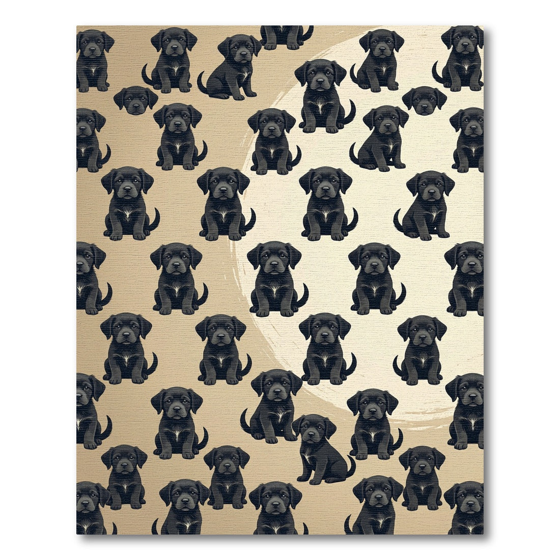 Adorable Black Labrador Puppy Medallion Gold Rug