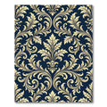 Elegant Gold Baroque Damask Navy Rug