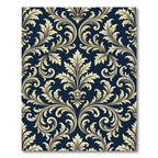 Elegant Gold Baroque Damask Navy Rug