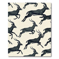 Charcoal Black Leaping Antelope Silhouette Rug