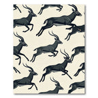 Charcoal Black Leaping Antelope Silhouette Rug