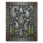 Elegant Navy Paisley Cypress Floral Art Rug