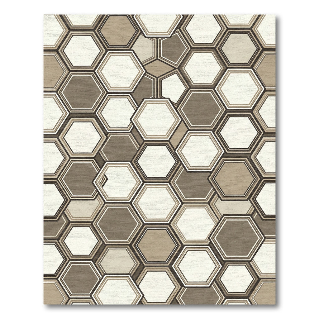 Earthy Tone Hexagon Layered Rug