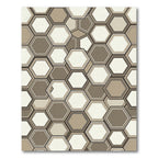 Earthy Tone Hexagon Layered Rug