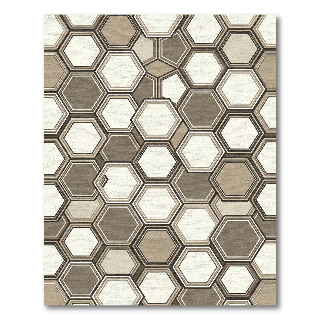 Earthy Tone Hexagon Layered Rug