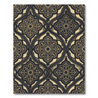 Ornate Gold and Charcoal Arabesque Trellis Rug