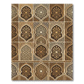 Elaborate Brown Golden Arabesque Arch Rug