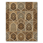 Elaborate Brown Golden Arabesque Arch Rug