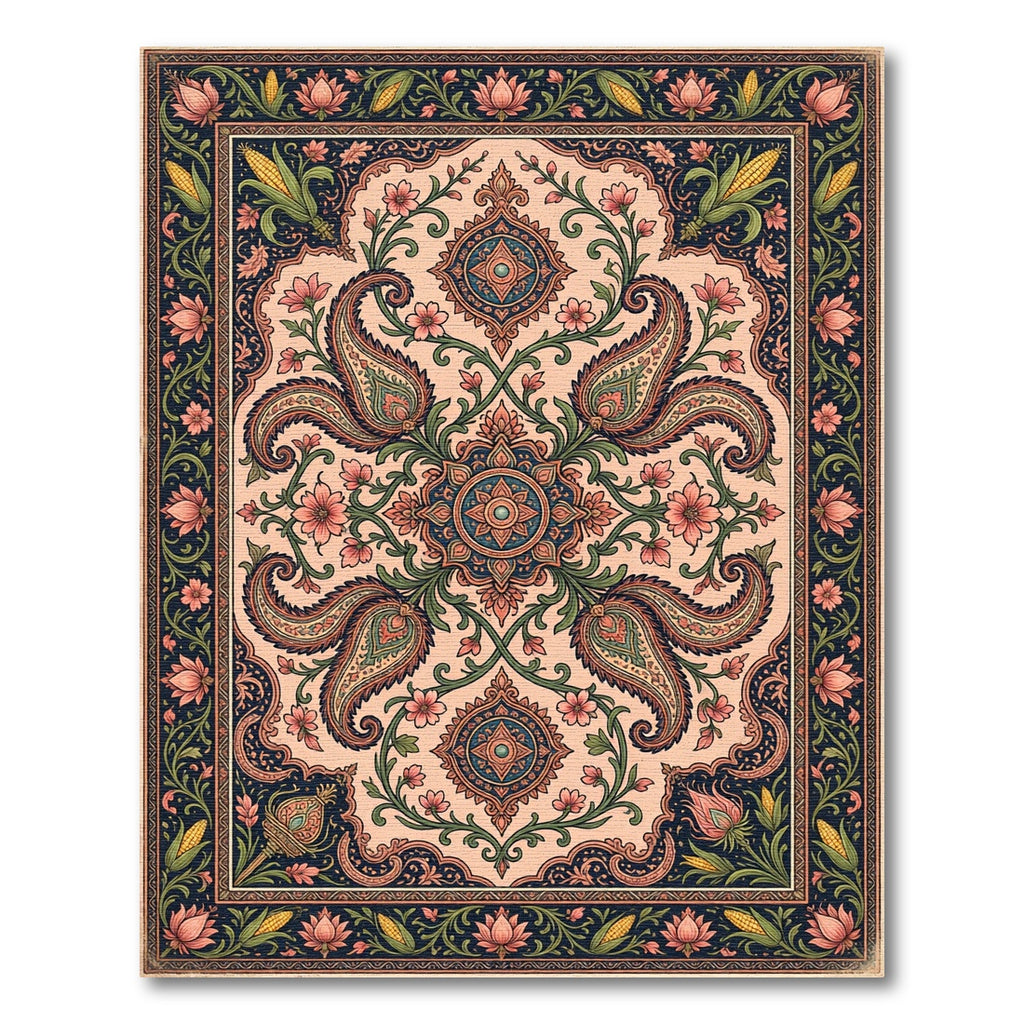 Ornate Blush Paisley Floral Medallion Rug