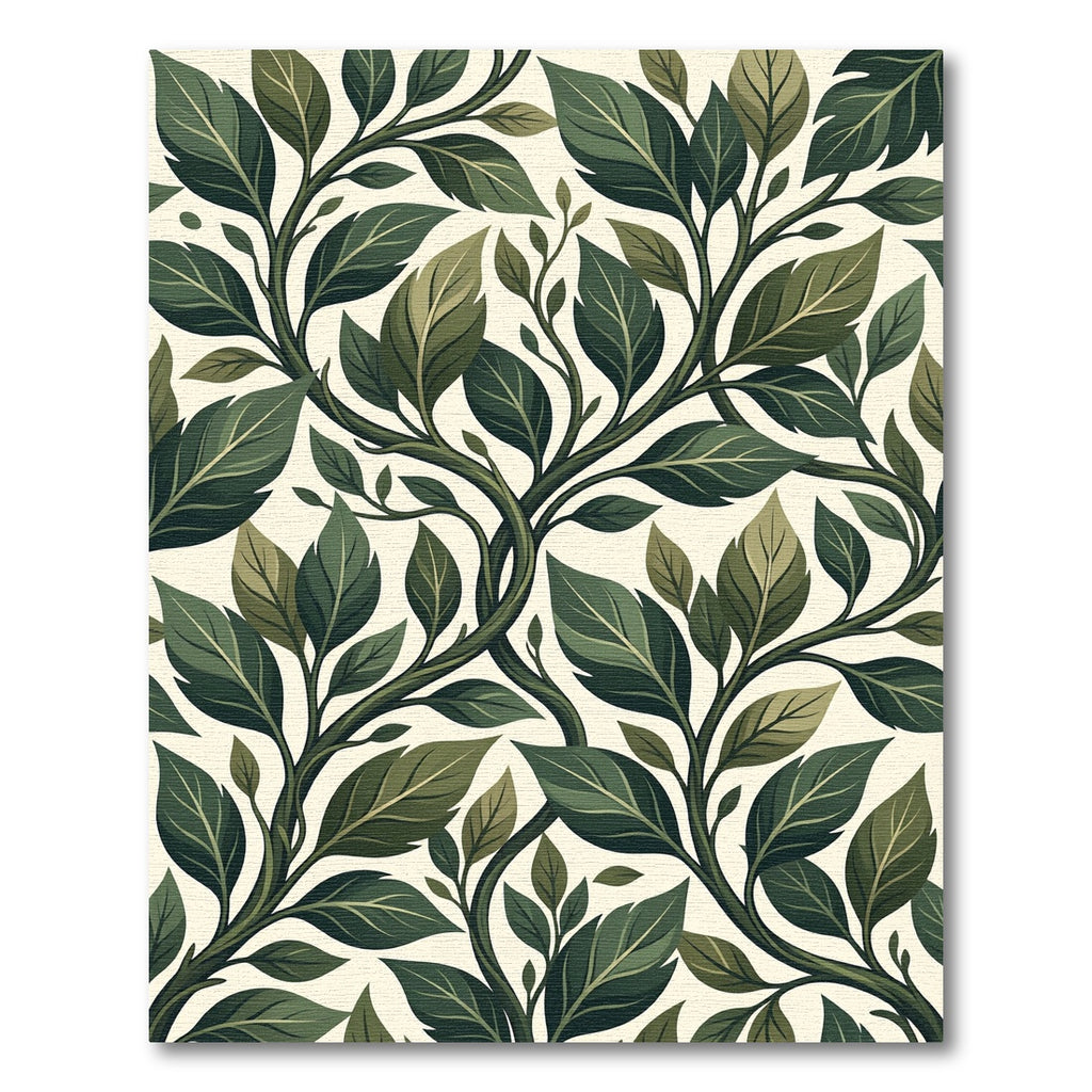 Vibrant Green Leafy Vine Pattern Rug