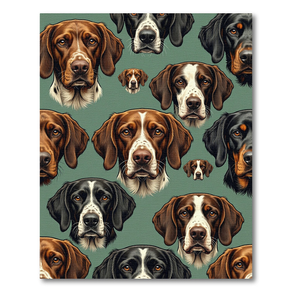 Hunting Dog Portrait Sage Green Backdrop Rug