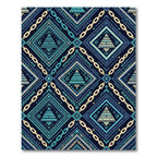 Dark Blue Geometric Chain Diamond Rug