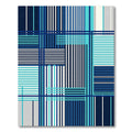 Modern Geometric Blue Striped Grid Rug