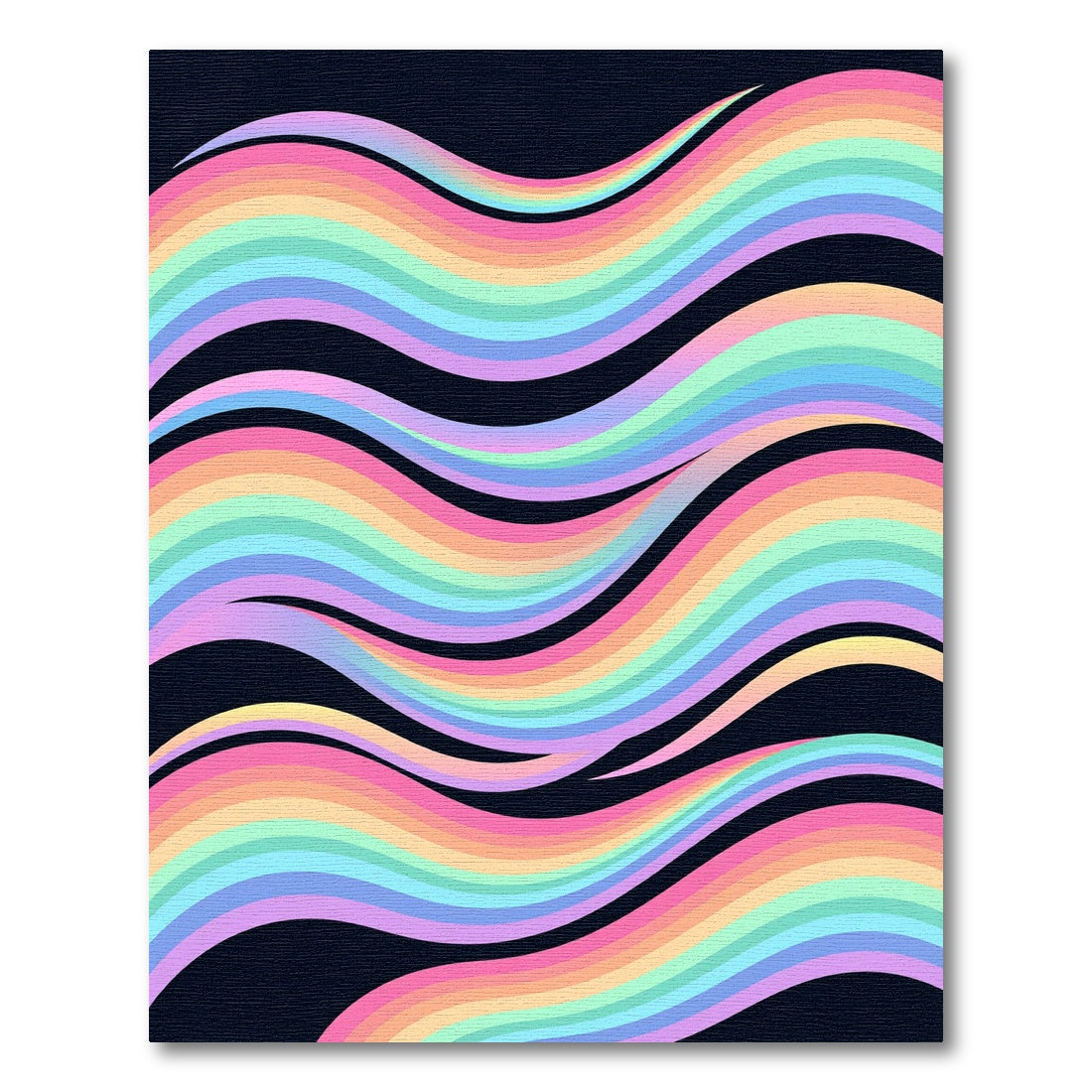 Vibrant Pastel Rainbow Wavy Lines Rug