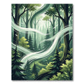 Ethereal Forest Mist Swirling Pines Rug