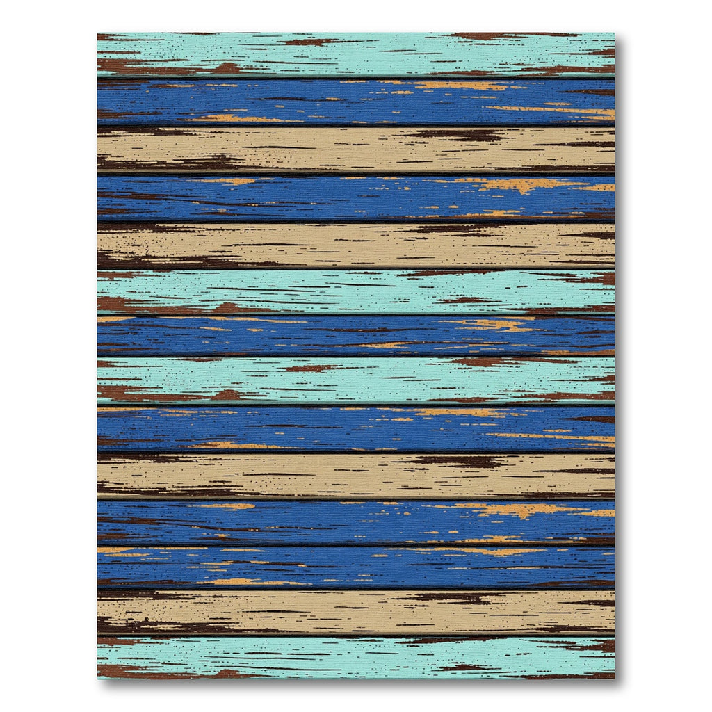 Weathered Blue Beige Horizontal Wood Plank Rug