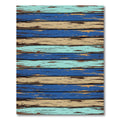 Weathered Blue Beige Horizontal Wood Plank Rug