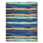 Weathered Blue Beige Horizontal Wood Plank Rug
