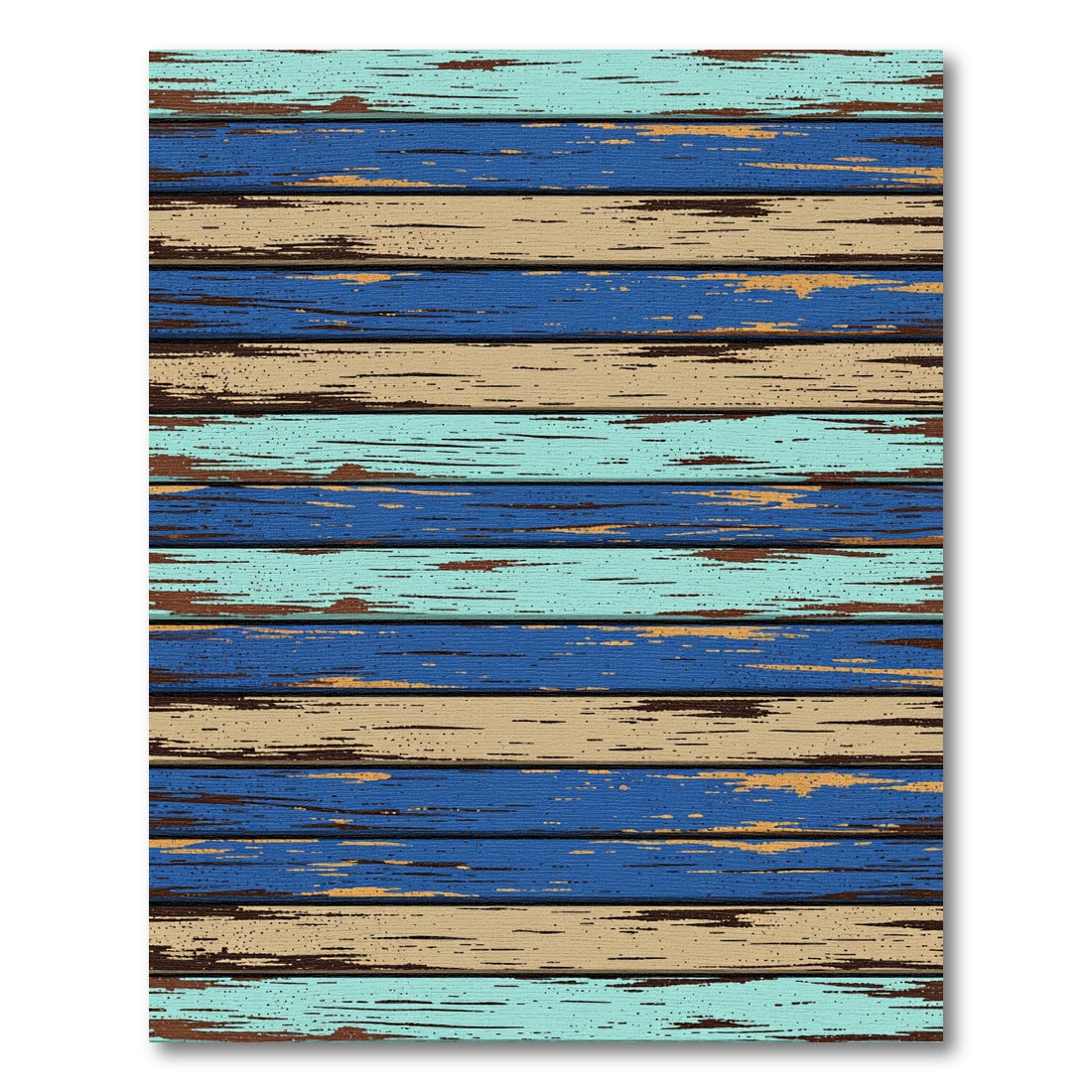 Weathered Blue Beige Horizontal Wood Plank Rug