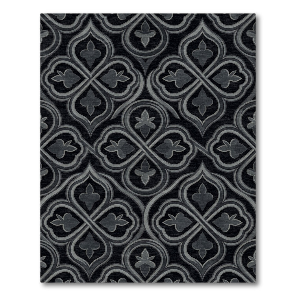 Dark Grey Quatrefoil Arabesque Rug