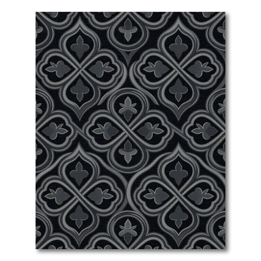 Dark Grey Quatrefoil Arabesque Rug